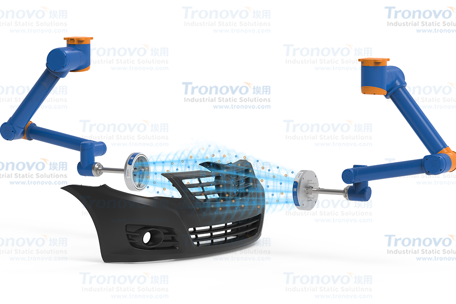 Application case of rotating nozzle for dust removal of automobile bumper