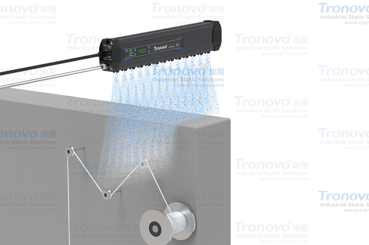 Optical fiber winding electrostatic problem nemesis: ionizer rod application case