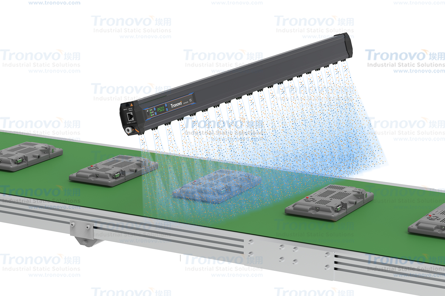 Pulsed AC Ionizer Bar Solving Electrostatic Adsorption Problem in Panel Production