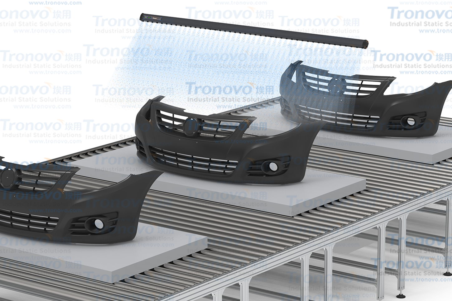 Application case of static electricity elimination during bumper coating process