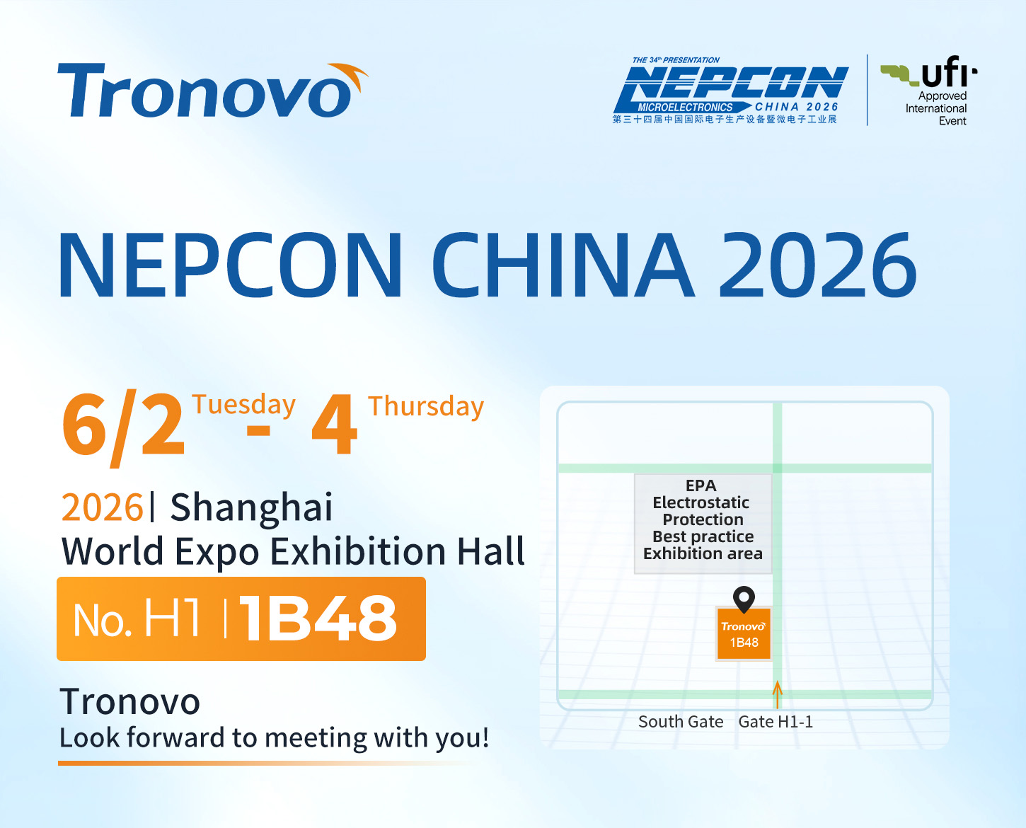 Tronovo Meet You NEPCON CHINA 2026 Shanghai Microelectronics Industry Exhibition